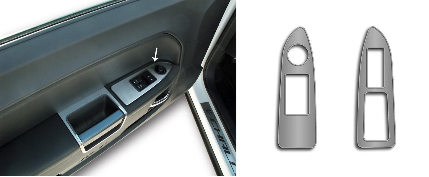 Brushed Stainless Door Switch Covers 08-14 Dodge Challenger - Click Image to Close